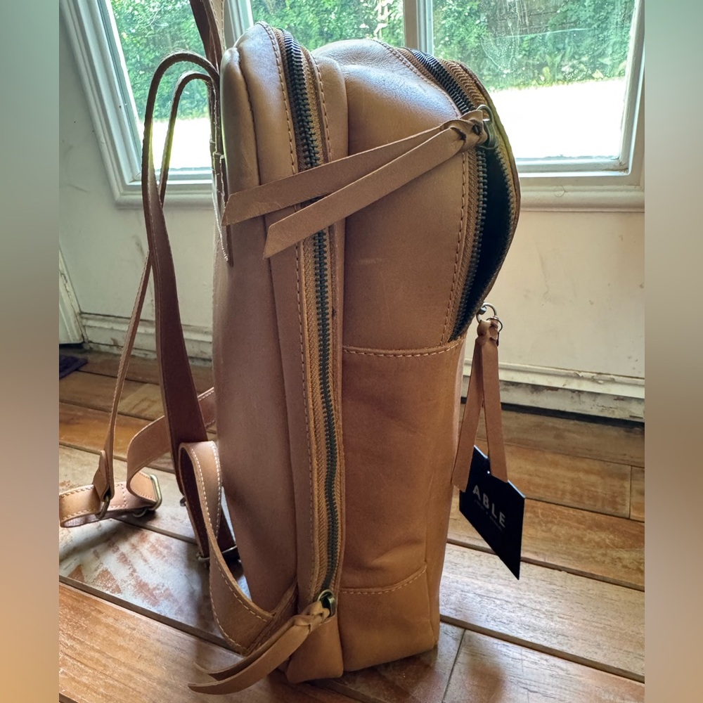 Able Tan Leather Backpack - image 5